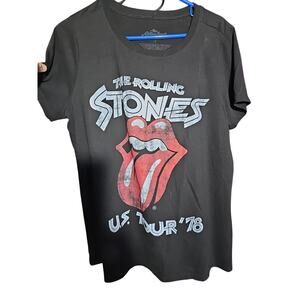 “THE ROLLING STONES U.S. Tour of ‘78” Retro Distressed T-Shirt LARGE Black